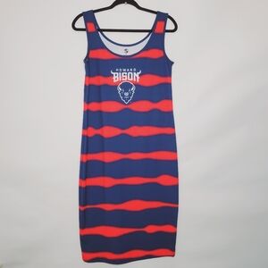 Howard Bison Midi Tank Dress Size M Sleeveless Scoop Neck Blue and Red Pullover